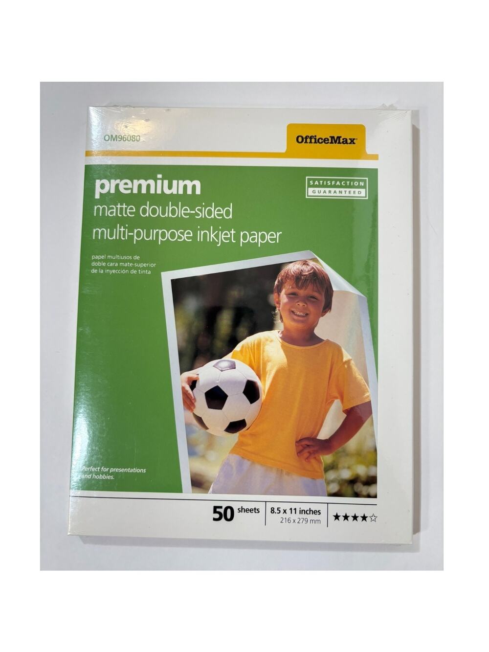 OfficeMax Double Sided Inkjet Paper, Matte Premium, Inkjet OM96080 50 Sheets